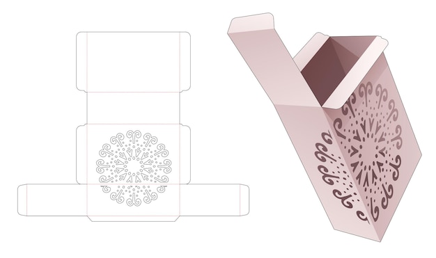 Packaging with stenciled circle mandala die cut template