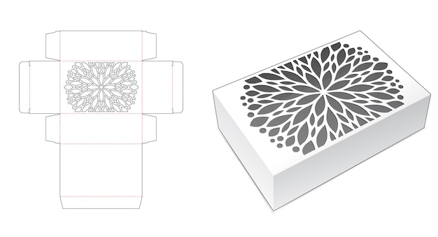 Packaging with stenciled mandala window die cut template