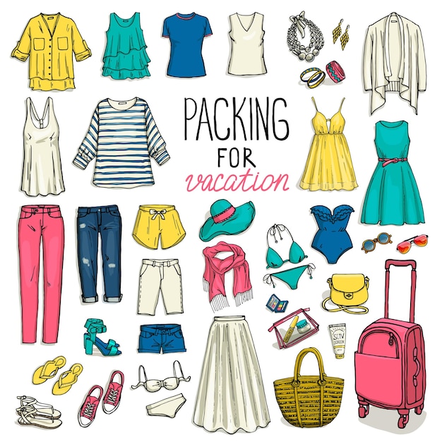 Packing for travel Woman clothing set