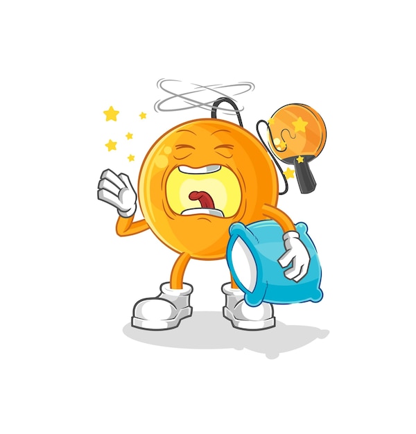 Paddle ball yawn character cartoon mascot vector