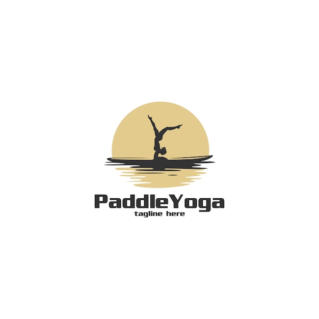 paddle yoga silhouette logo illustration