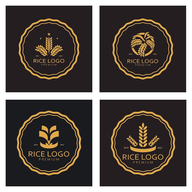 Paddy plant logorice grain logo rice natural with modern minimalist concept abstract simple vector