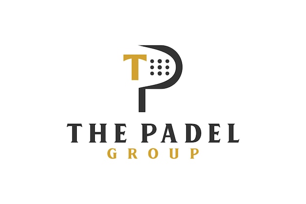 Padel sport logo design initial T P letter sports paddle