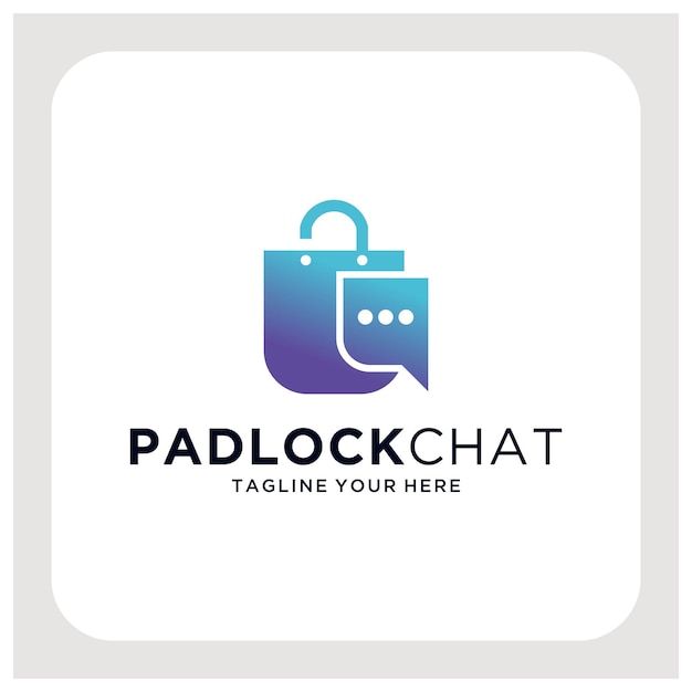 Padlock chat logo element design template icon