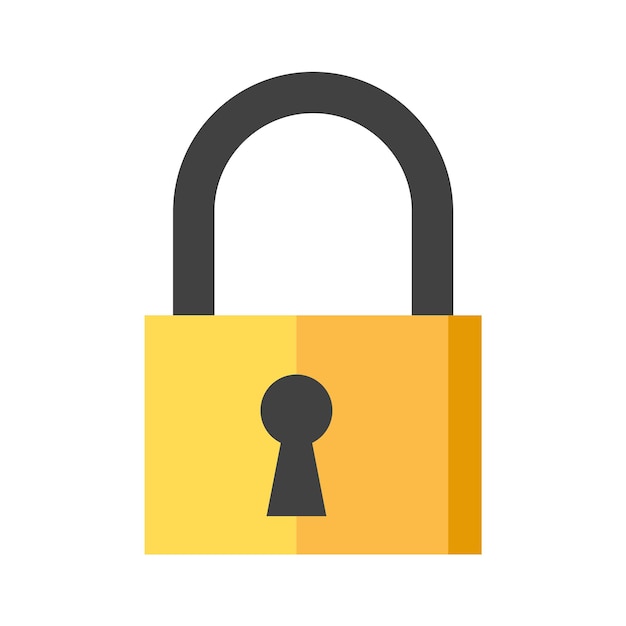 Padlock icon in flat color style