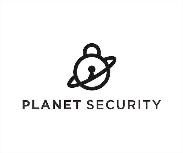 padlock planet logo design vector illustration