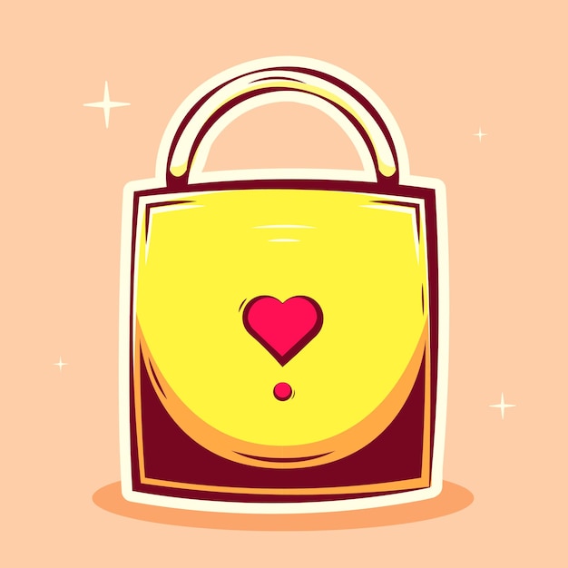 padlock with heart shaped keyhole art cartoon