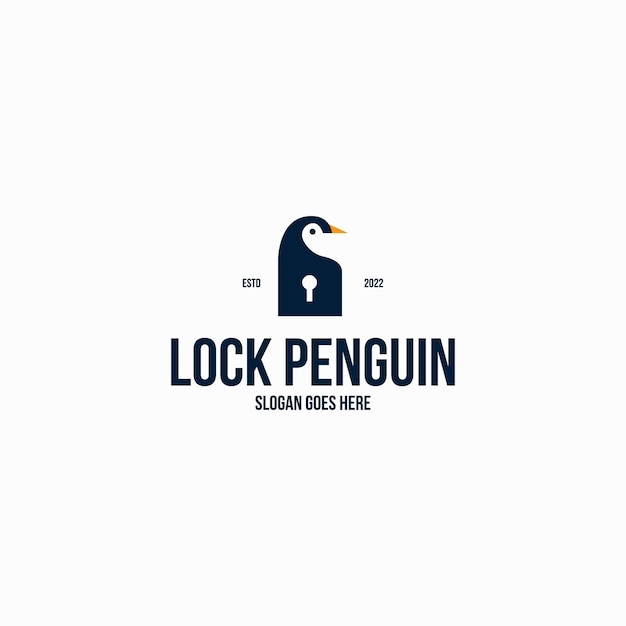 Padlock with penguin logo design inspiration