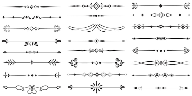 Vector page divider and design elements set of various simple black divider design assorted divider