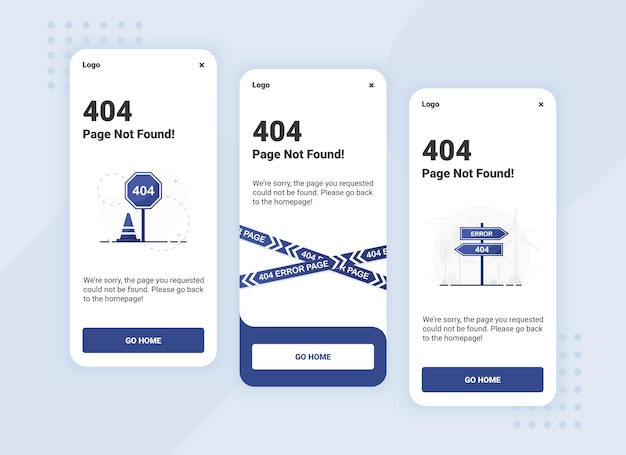 Page not found 404 error banner template for mobile version ui design