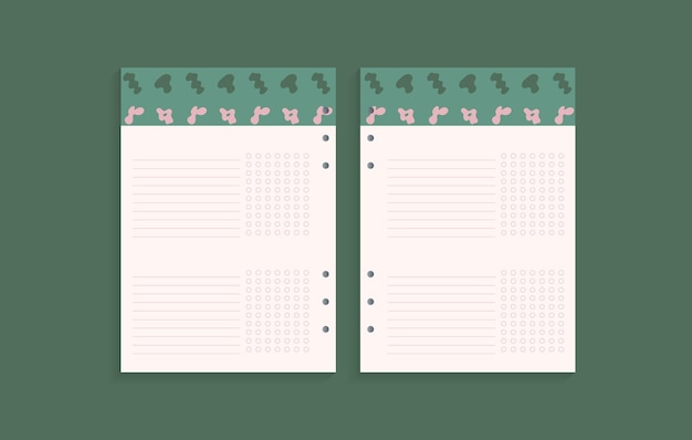 Page template for weekly planning important dates or notes