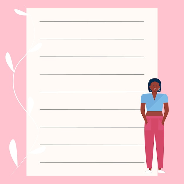 Page for a woman's weekly daily planners Flat vector illustration