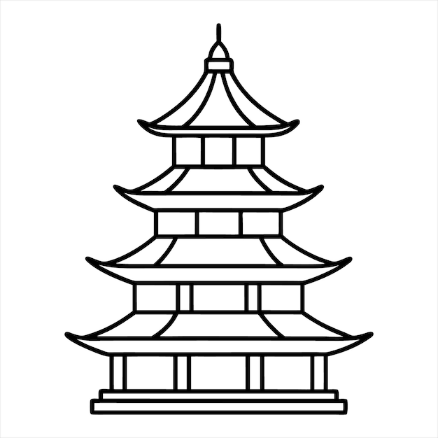 Vector pagoda art vector illustration