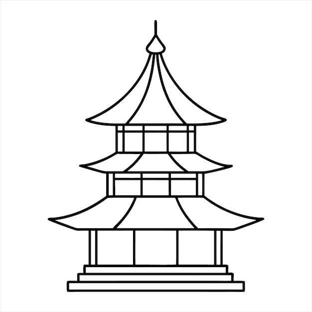 Vector pagoda art vector illustration