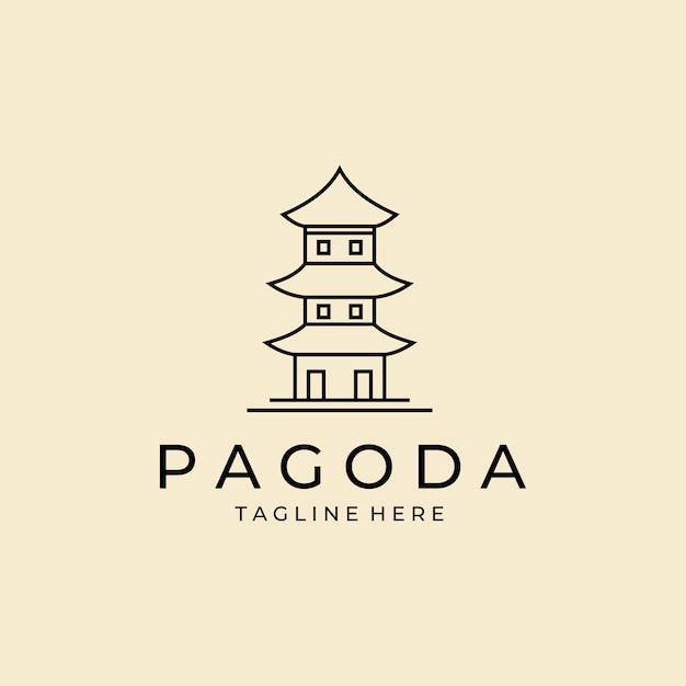 Vector pagoda logo icon line art vector design