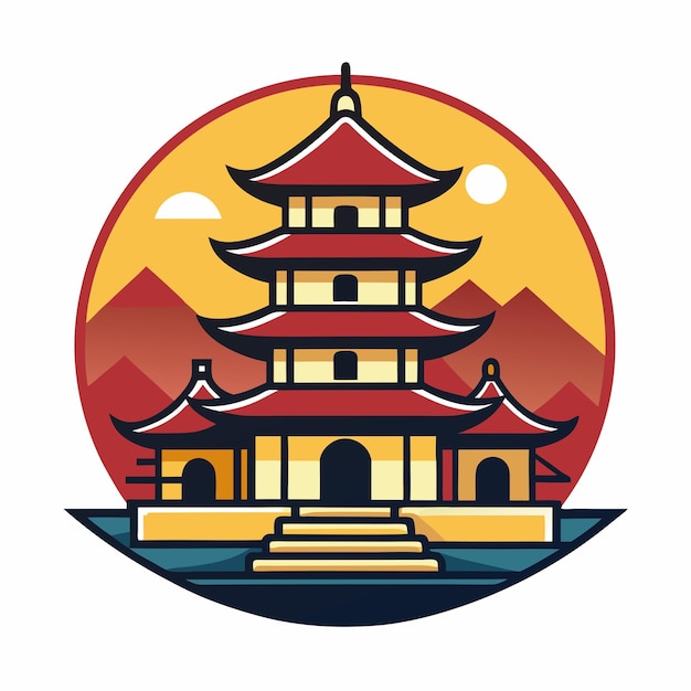 Vector pagoda logo japanese castleinspired vector design