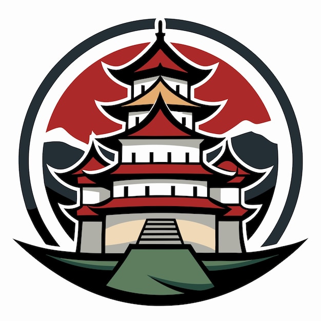 Vector pagoda logo japanese castleinspired vector design