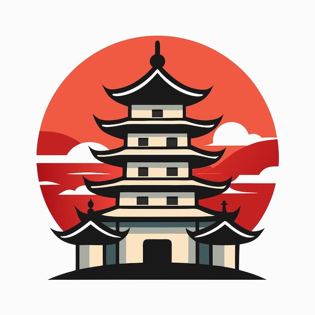 Vector pagoda logo japanese castleinspired vector design