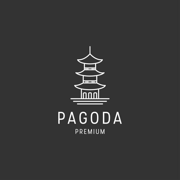 Vector pagoda logo linear style icon in black backround