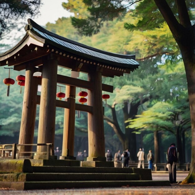 a pagoda with a person standing in front of it