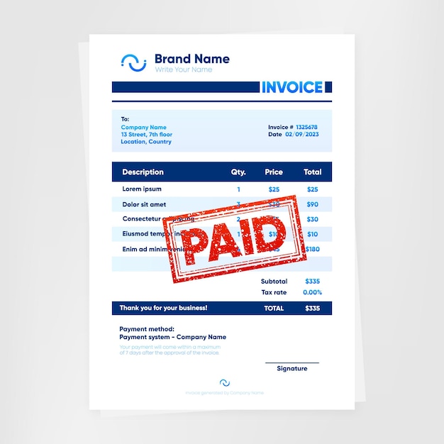 Paid Minimal Corporate Business Invoice Template bill form Price invoice Invoice template