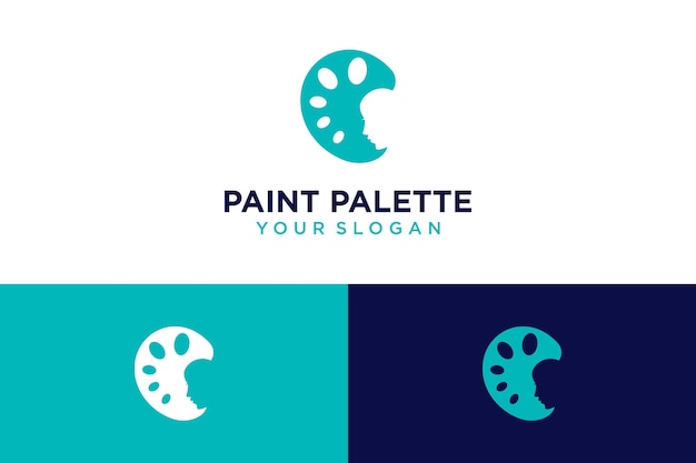 pain palette logo design with beauty and face or art