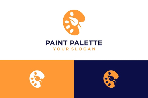 pain palette logo design with brush and art