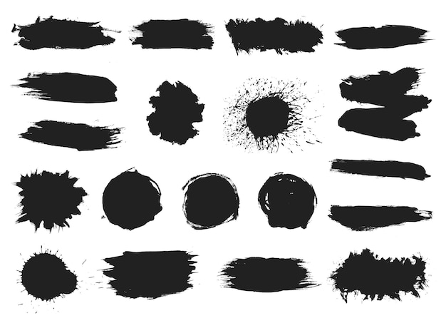 Paint black blobs. Ink splashes, graffiti splatter. Abstract grunge texture, blot silhouettes vector set. Illustration splatter paint, silhouette grunge