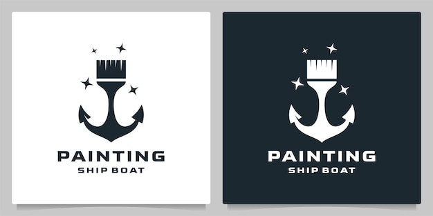 Paint Brush Anchor Beach Nautical Logo Design