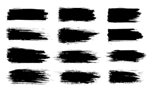 Paint brush Black ink grunge brush strokes Vector paintbrush set Grunge design elements Painted ink stripes Creative isolated spots Ink smudge abstract shape stains and smear set