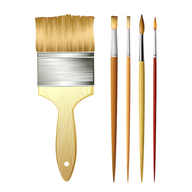 Paint Brushes isolated on white.  illustration