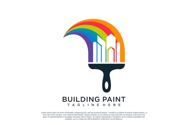 Paint logo design template with creative unique concept Premium Vector