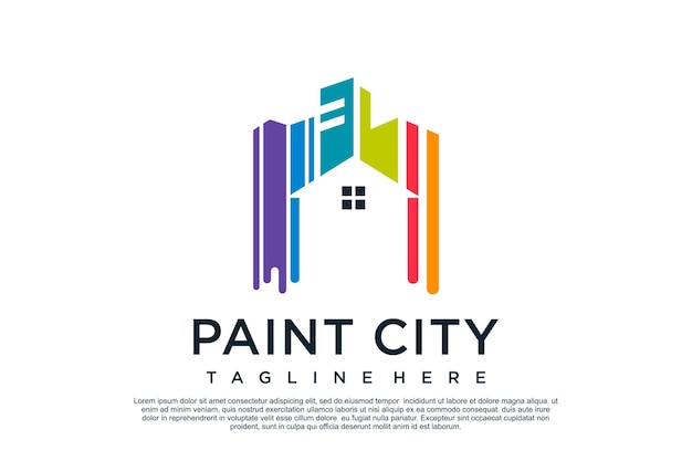 Paint logo design template with creative unique concept Premium Vector