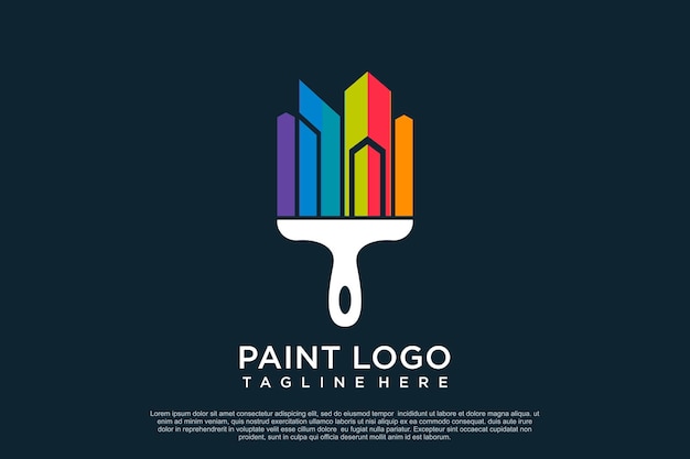 Paint logo design template with creative unique concept Premium Vector