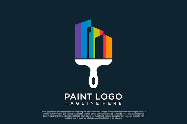 Paint logo design template with creative unique concept Premium Vector