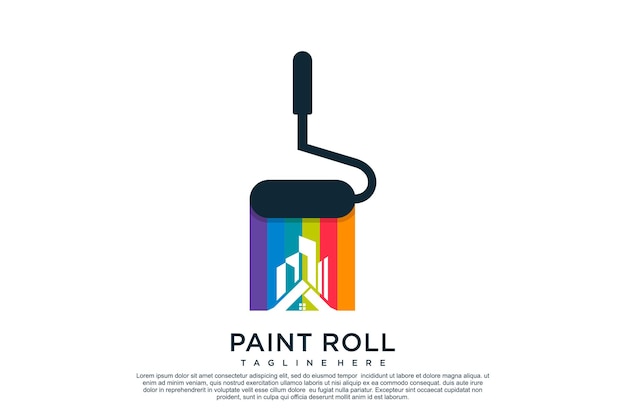 Paint logo design template with creative unique concept Premium Vector