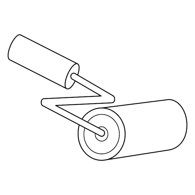 Paint roller outline vector on white background