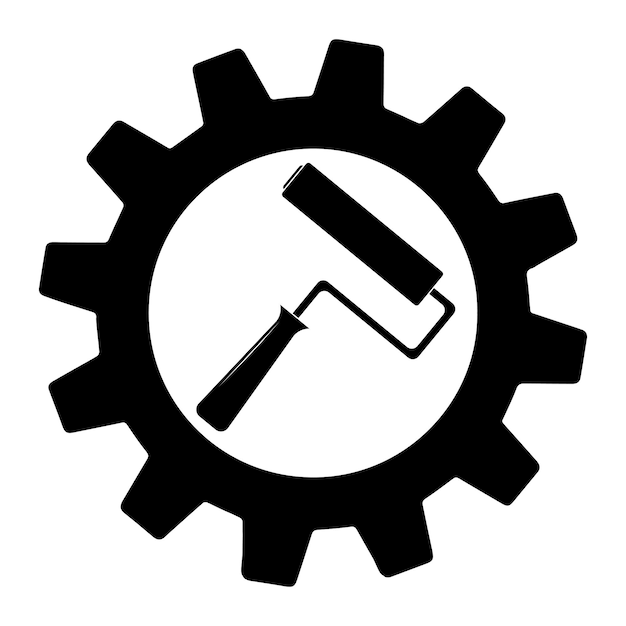 Paint roller solid icon in gear Paint tool glyph style design designed for web