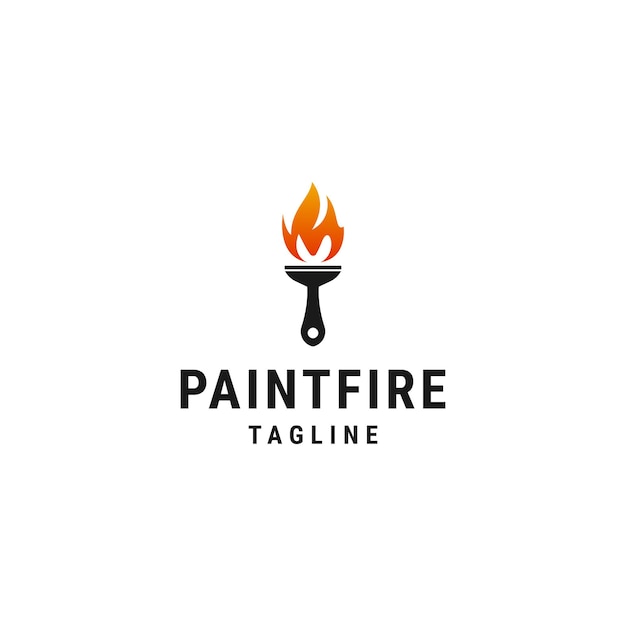 Paint of torch logo icon design template flat vector