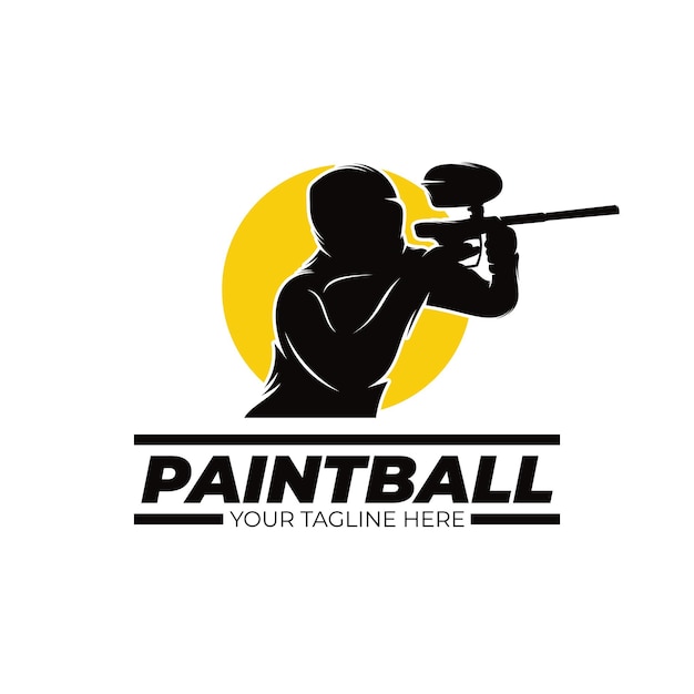 Paintball player logo design template