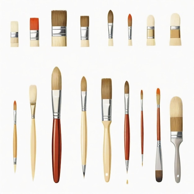 Vector paintbrush cartoon vector set white background isolated