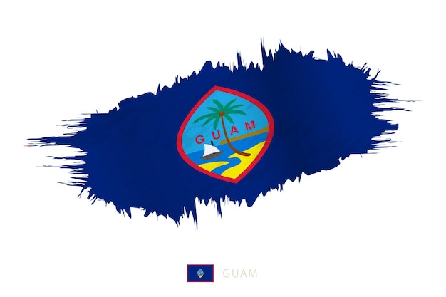 Painted brushstroke flag of Guam with waving effect.