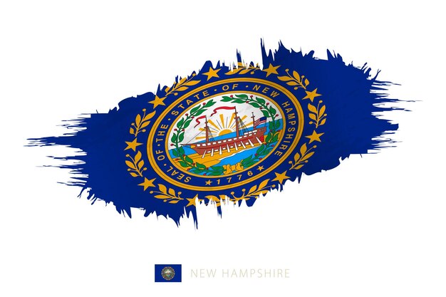 Painted brushstroke flag of New Hampshire with waving effect.