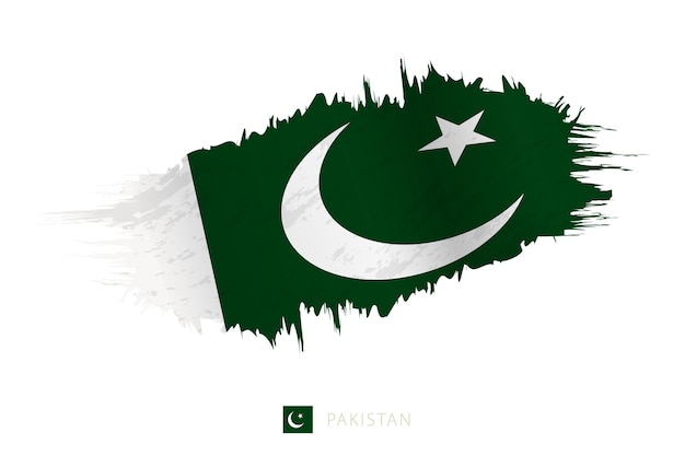 Painted brushstroke flag of Pakistan with waving effect