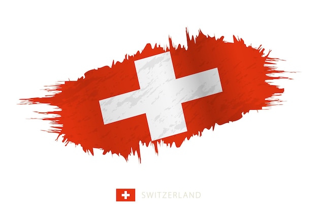 Painted brushstroke flag of Switzerland with waving effect