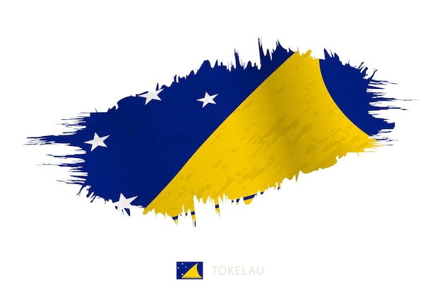 Painted brushstroke flag of Tokelau with waving effect.