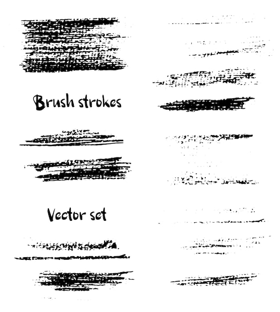 Painted grunge stripes set Brush strokes vector