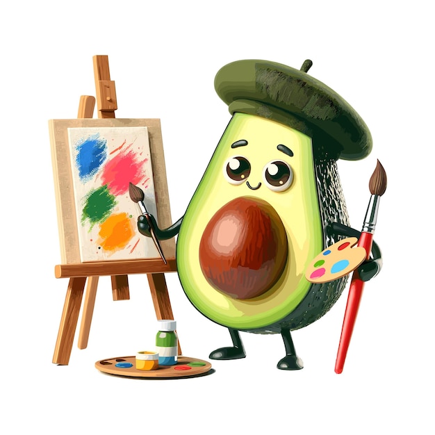 Painting Avocado Illustration Vector Art