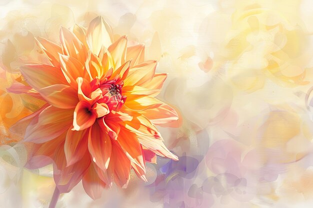 Vector a painting of beautiful blooming flower and leaves background in digital art