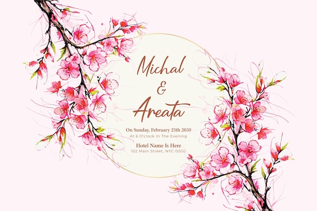 painting beautiful watercolor floral of wedding invitation background design